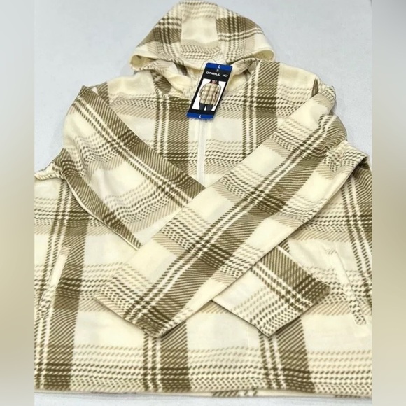 O’Neill Medium Half Zip Pullover Soft Polar Green & Cream Women’s Fleece Hoodie - Picture 3 of 11